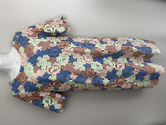 Crochet pastel floral multicoloured shift dress - Picture 4 of 10